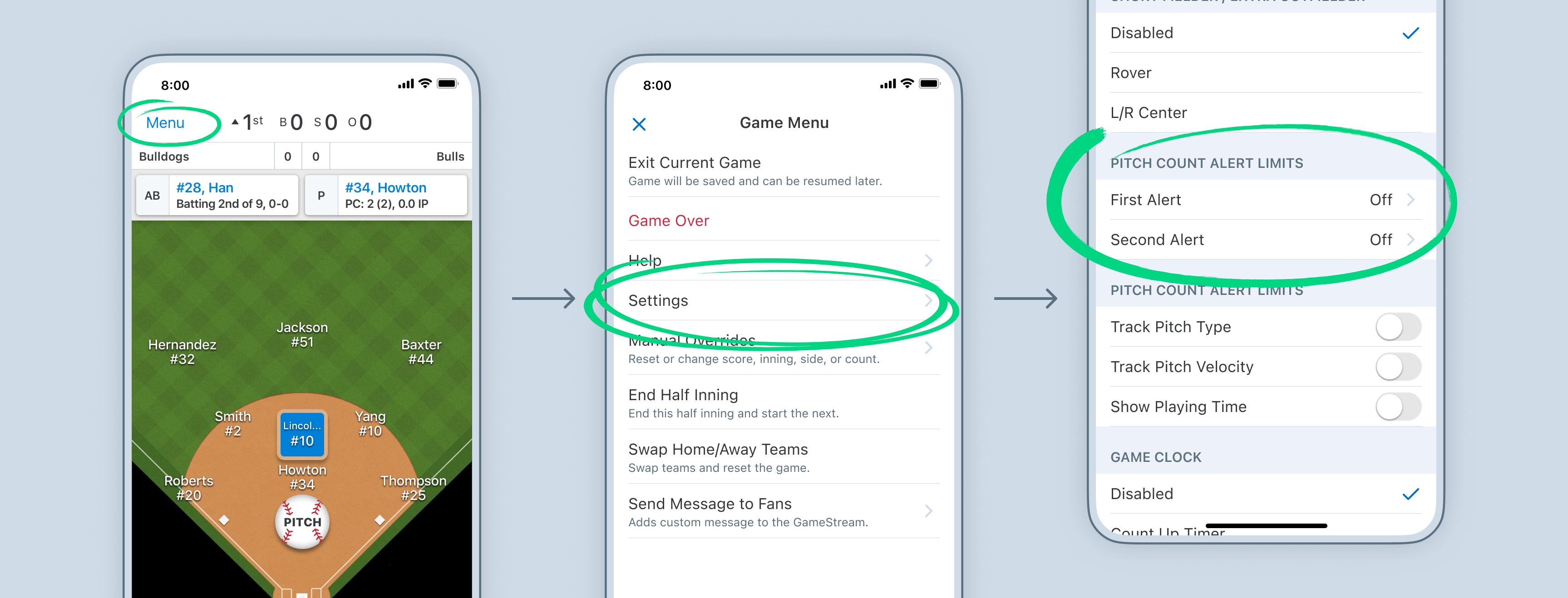 Pitch Counts GameChanger