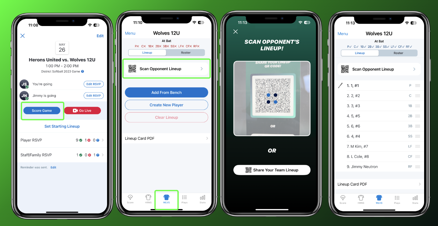 Share Starting Lineups for Baseball & Softball GameChanger